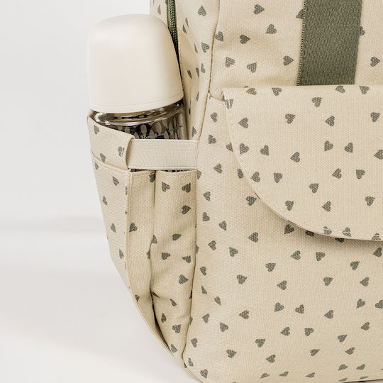Backpack Changing Bag Poppy Olive Hearts | Walking Mum 1120800324