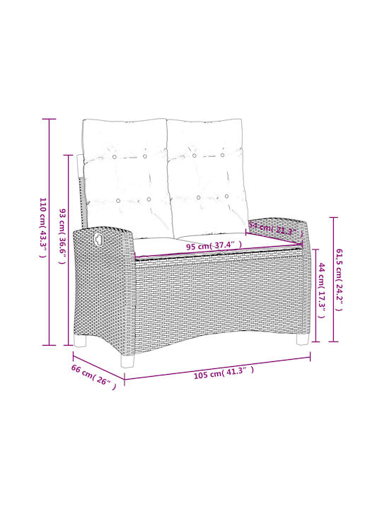 Garden & Outdoor Furniture Sets Dining Room Set 2 Pieces Black with Pillows