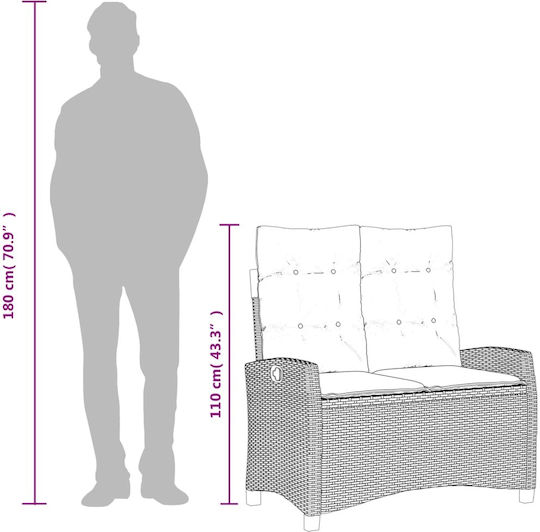 Garten- und Outdoor-Möbelsets 2 Stück Schwarz mit Kissen