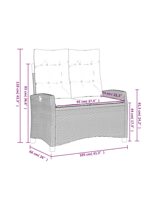 Garden & Outdoor Furniture Sets Dining Room Set 2 Pieces Gray with Pillows