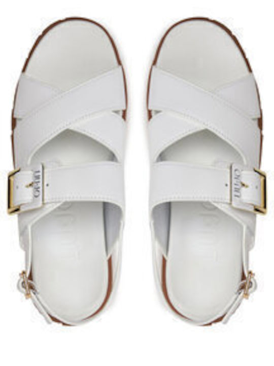 Leather Women's Flat Sandals in White Color