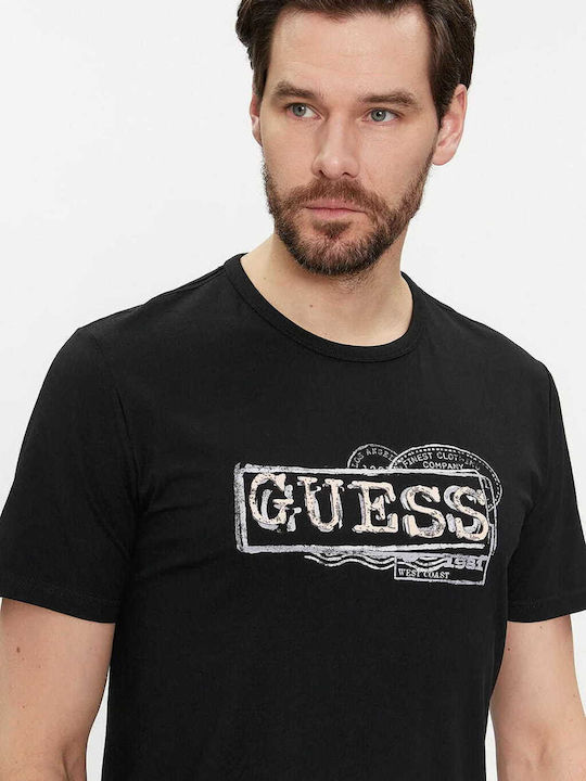 Guess Bluza Bărbătească cu Mânecă Scurtă BLACK