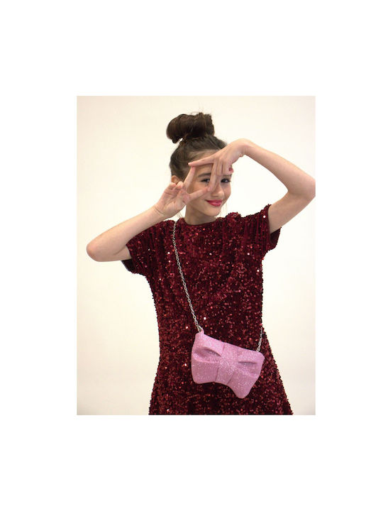 Yuko B: Geantă de umăr Moon Design Bows-Ros cu praf de aur