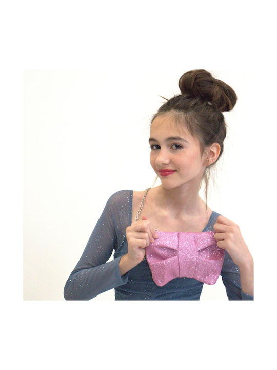 Yuko B: Geantă de umăr Moon Design Bows-Ros cu praf de aur