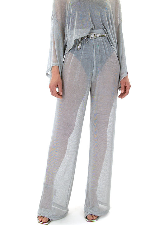 Zoya Chained High Waist Wide Leg Pants Women Zoya Ασημι (145-867-012-silver) Zoya Chained High Waist Wide Leg Pants Women Zoya Ασημι (145-867-012-silver)