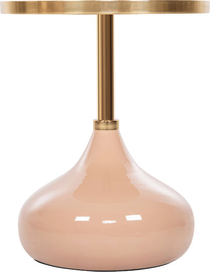 Masă Laterală Rotundă Metalică Roz-Bej M35.5xL35.5xÎ44.5cm