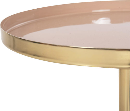 Masă Laterală Rotundă Metalică Roz-Bej M35.5xL35.5xÎ44.5cm