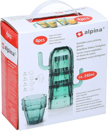 Alpina Appliances Set Brillen Wasser Glas Grüne 240ml 4Stücke