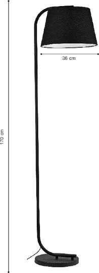 Inlight Floor Lamp H170xW36cm. with Socket for Bulb E27 Black