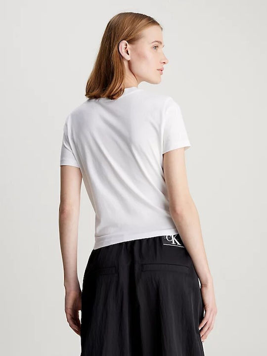 Calvin Klein Monogram Damen Sportlich Crop T-shirt Weiß