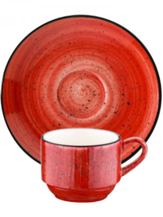 Bonna Tasse Kaffee aus Porzellan Rot 180ml