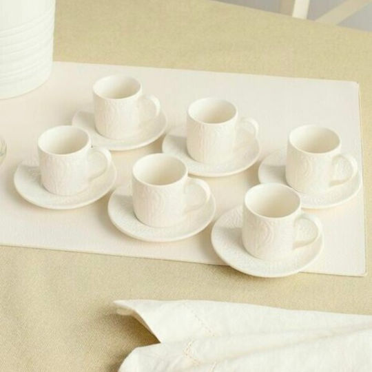 Tognana Set Tassen Kaffee aus Porzellan Weiß 70ml 6Stück