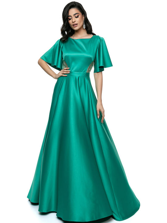 RichgirlBoudoir Dress Satin with Ruffle Green