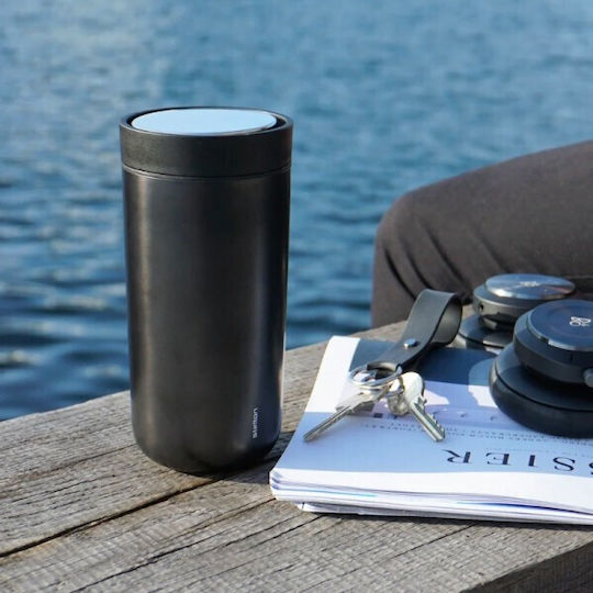 Stelton Glass Thermos Stainless Steel 400ml Black Metallic