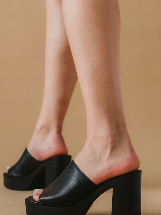 Mules Με Φαρδιά Φάσα Και Φιάπα 305.502-l Μαυρο