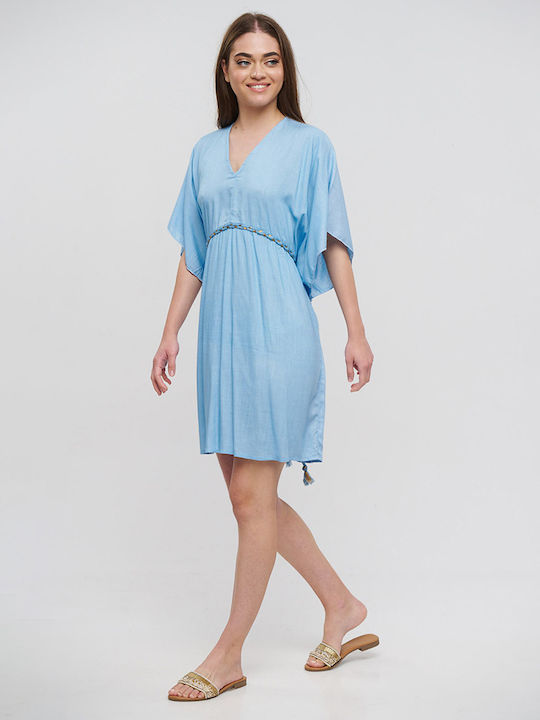 Ble Coffee/shirt Short Blue with gold cords One Size (100% Rayon)cm 5-41-348-0740