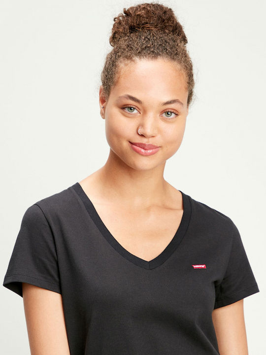 Levi's Women's T-shirt with V Neckline Black