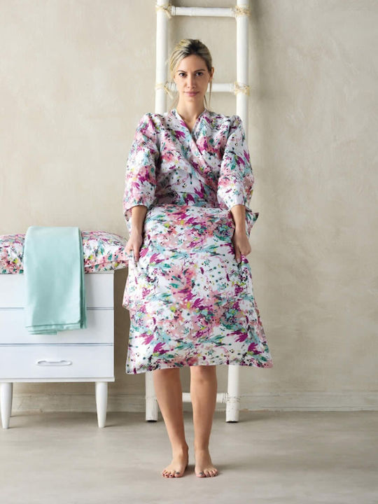 Maybell 14 Baumwollsatin Wickelkleid (Baumwollsatin) - Mintgrün - Magenta - Rosa (Einheitsgröße)