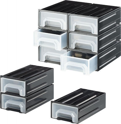 Navaris Set of 6 Organizing Drawers - 15 X 8.6 X 4.9 Cm - Black - 61952.03