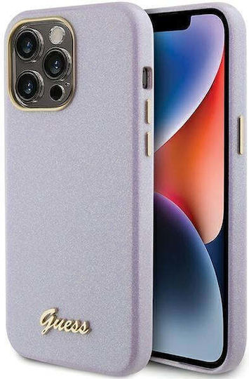 Guess Glitter Glossy Script Back Cover Πλαστικό / Σιλικόνης Μωβ (iPhone 15 Pro Max)