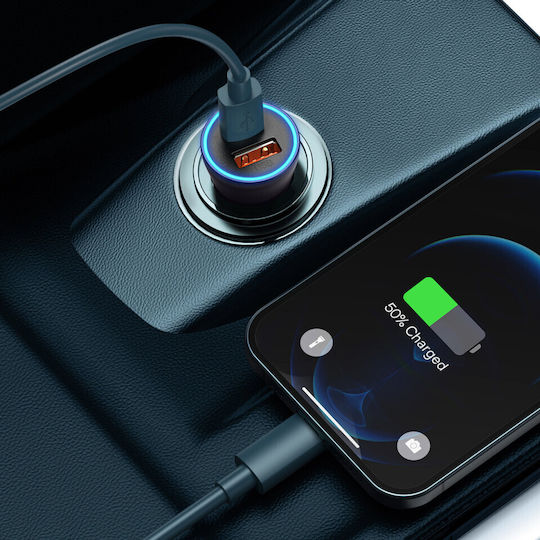 Baseus Golden Contactor Car Charger 60W 8A Fast Charging with Ports: 2xUSB Gray Color
