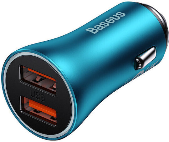 Baseus Golden Contactor Car Charger 60W 8A Fast Charging with Ports: 2xUSB Gray Color