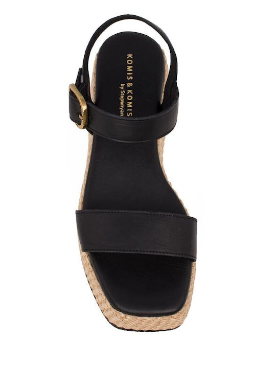 Women's Leather Platform Shoes Black