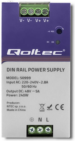 Qoltec Тръбнохранителен блок с изход 48V и мощност 240W 5Спецификация