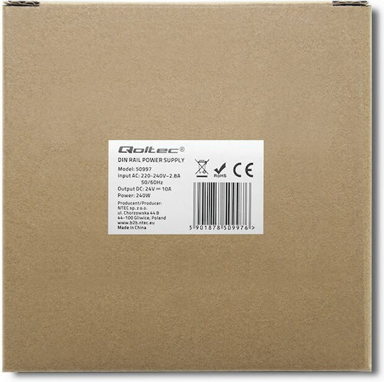 Qoltec Sursă de Alimentare pe Șină DIN cu Ieșire 24V și Putere 240W 10A