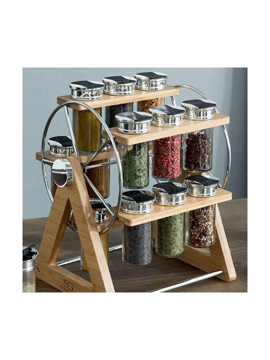 5Five Bamboo Tabletop Rotating Spice Rack Transparent 15pcs 146665