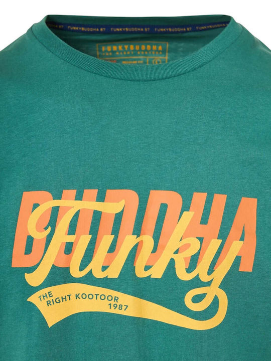 Funky Buddha Herren T-Shirt Kurzarm Palm Leaf Green