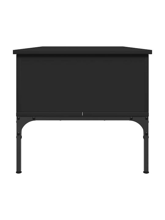 Central Rectangular Wooden Coffee Table with Lifting Mechanism Black M100xW50xH45cm