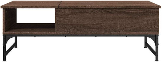 vidaXL Rechteckiges Zentral Kaffeetisch Aus Holz Mit Hebemechanismus Braune M100xL50xH35cm