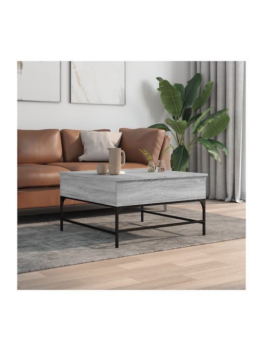 Rechteckig Couchtisch Holz mit Serviertablett Grey B80xT80xH45cm