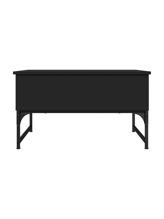 Central Rectangular Wooden Coffee Table with Lifting Mechanism Black M70xP50xH40cm