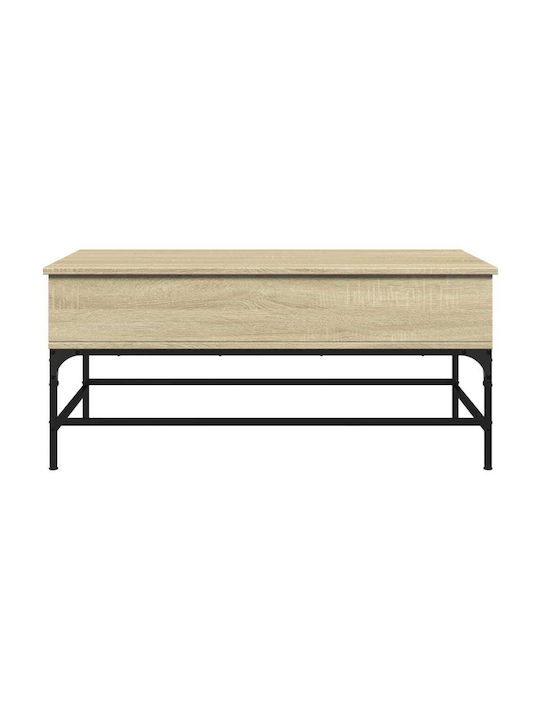 Rectangular Central Wooden Coffee Table with Lifting Mechanism Brown W100xD50xH45cm