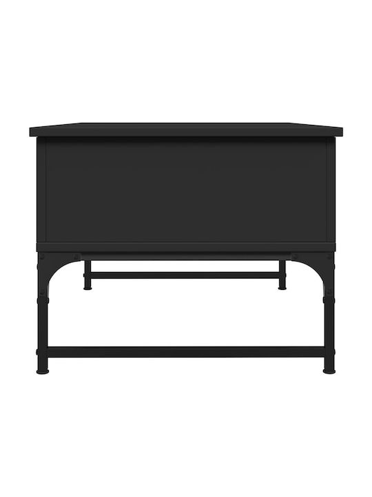 Central Rectangular Wooden Coffee Table with Lifting Mechanism Black M70xP50xH40cm