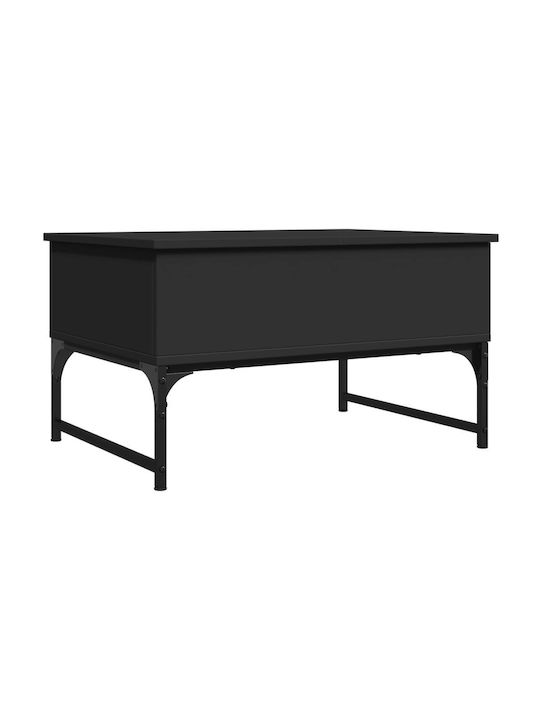 Central Rectangular Wooden Coffee Table with Lifting Mechanism Black M70xP50xH40cm