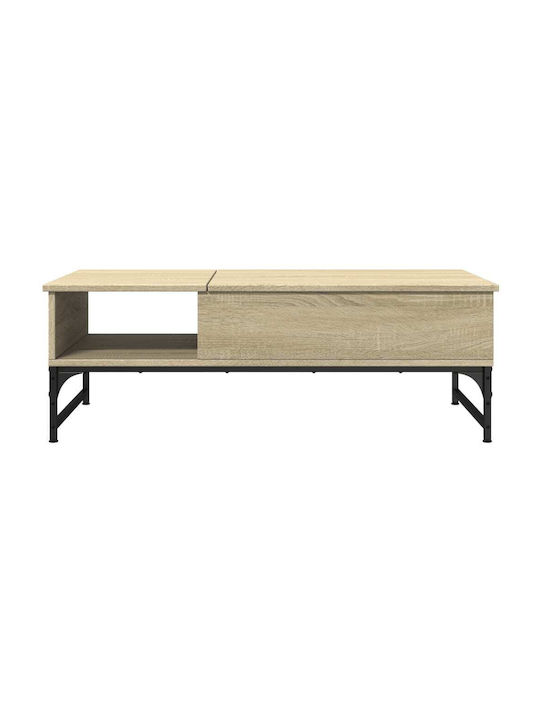 Rectangular Central Wooden Coffee Table with Lifting Mechanism Oak M100xW50xH35cm