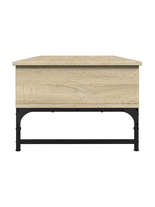 Rectangular Central Wooden Coffee Table with Lifting Mechanism Oak M100xW50xH35cm
