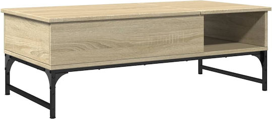 Rectangular Central Wooden Coffee Table with Lifting Mechanism Oak M100xW50xH35cm