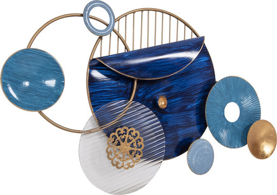 HomeMarkt Decorațiune Geometrică Albastră Din Metal 87x54cm