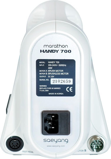 Saeyang Handy 700 50K Με Στυλό BM50S1 (50K) Τροχός Νυχιών Ρεύματος 230W Λευκός 50000 Στροφών με Πεντάλ
