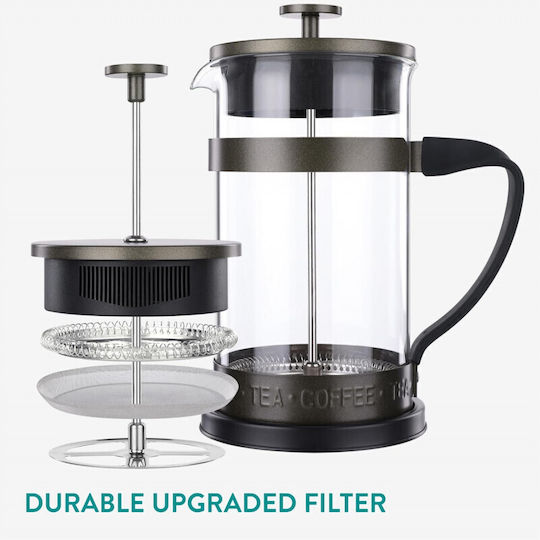 Navaris Cafetieră Cu Filtru Manual Din Oțel Inoxidabil Neagră 1lt