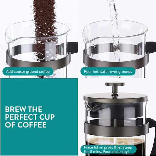 Navaris Cafetieră Cu Filtru Manual Din Oțel Inoxidabil Neagră 1lt