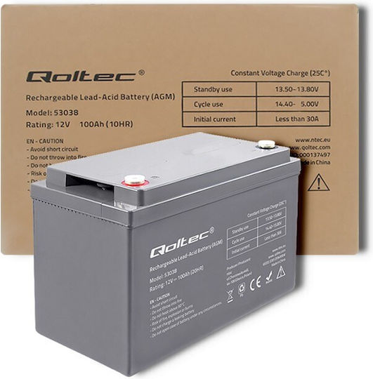 Qoltec Μπαταρία UPS με Χωρητικότητα 100Ah και Τάση 12V 53038 1τμχ