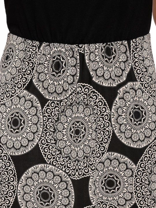 Summer Midi Dress with Tearing Black