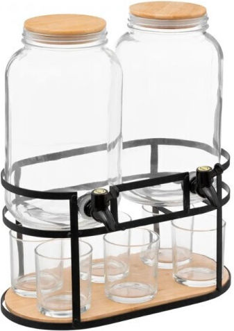 Set de 2 dozatoare de băuturi cu 6 pahare de uz general, 2 X 3,3 litri