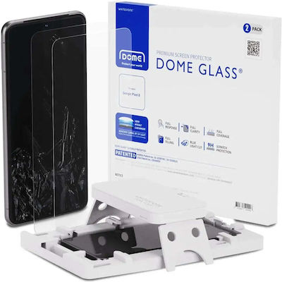 Set von gehärtetem Glas Bildschirmschutz Weißstein Kuppel Glas für Google Pixel 8, 2pcs.