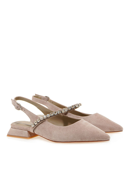 Alma en Pena Suede Γυναικείες Μπαλαρίνες Slingback σε Καφέ Χρώμα